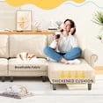 thumbnail image 2 of Homrest 90 Inch L Shaped Sectional Couches  with Chaise for Living Room, Cloud Couch with Movable Ottoman Beige, 2 of 8