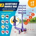 thumbnail image 4 of OutdoorCruiser Purple 3-Wheel Kids Scooter – Lean-to-Steer, Wide Deck, LED Wheels, Adjustable T-Bar, 150 lbs Capacity, 4 of 6