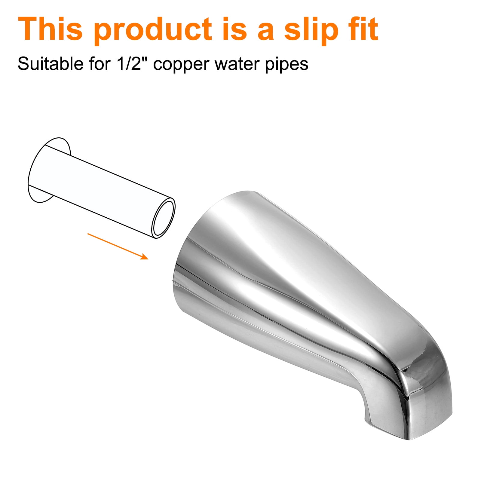 Uxcell 2Pack Universal Bath Tub Spout, Zinc Alloy Bath Spout Bathtub Faucet with Adapter for 1/2 Inch Water Tub for Bathroom Kitchen, Silver
