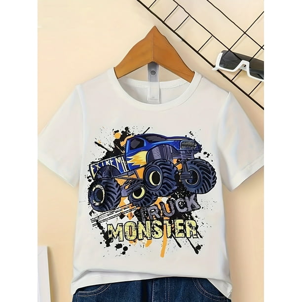 Monster Truck Printed Boy'S Short Sleeve T-shirt-Cool, Lightweight and Comfortable Summer Wear!