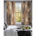 thumbnail image 3 of Brown Abstract Sheer Curtains 54 Inch Length 2 Panels Set for Living Room/Bedroom, Vintage Geometric Gradient Oil Painting Modern Kitchen Curtains Grommet Curtains Window Treatments 42"x54"x2, 3 of 7