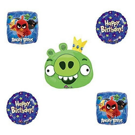 Angry Birds Green King Pig Birthday Balloon Bouquet Decoration supplies
