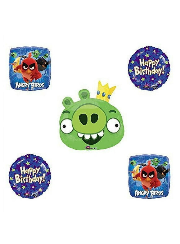 Angry Birds Green King Pig Birthday Balloon Bouquet Decoration supplies