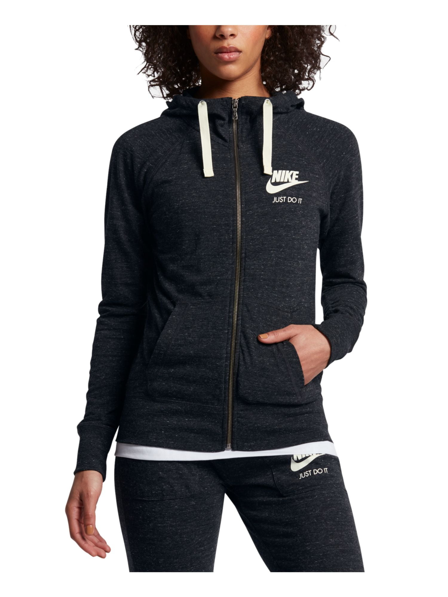 NIKE Womens Gray Heather Zip Up Jacket Size M