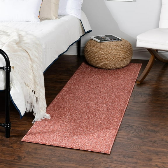 Unique Loom Everyday Solid Collection Area Rug - Mono (2' 6" x 10' Runner Rust Red)