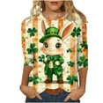 thumbnail image 2 of HOMBOM Womens St.Patricks Day Shirts Spring Irish Graphic Tees 3/4 Sleeve Orange Crewneck Shamrock Print Trendy Tops for Women, 2 of 5