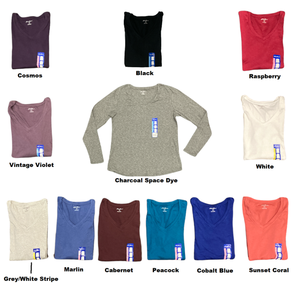 Eddie Bauer Women's Long Sleeve VNeck Soft Modal Blend Fitted TShirt