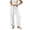 White, variant on Pants for Women Linen Blend Drawstring Wide Leg Pants Elastic Waist Pull On Casual Pants with Pockets Split Hem for Daily Lounge Vacation WearWhite,2XL
