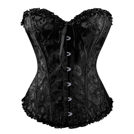 Renaissance Corset Lingerie for Women Plus Size Lace Up Overbust Bustier Shapewear Costume Top