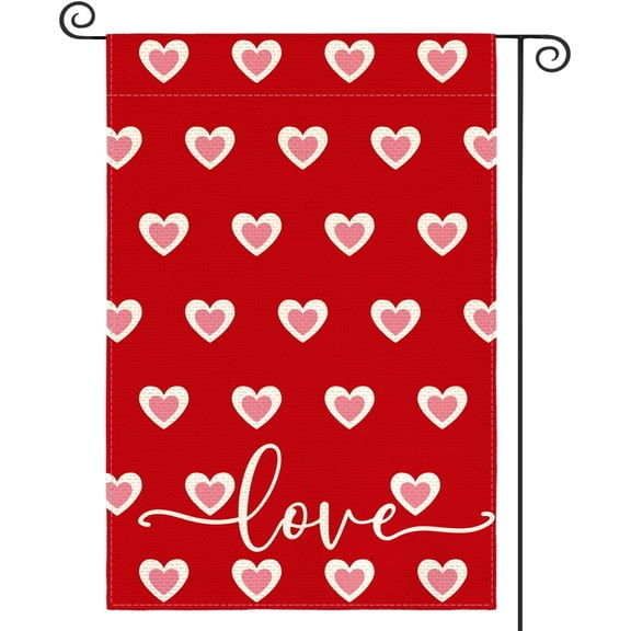 Love Valentines Day Garden Flag 12x18 Inch Double Sided Outside Anniversary Yard Outdoor Flag