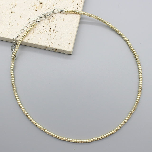 Collier Ras du Cou Simple Perles de Graines Femmes Charme Mode Coréenne Chaîne Col Boho Fait Main Bijou Cadeau
