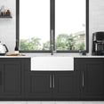 thumbnail image 3 of Izzovium 30 inch White Farmhouse Kitchen Sink, Ceramic Apron Front Single Bowl Sink with Arch Edge Design, Durable & Scratch-Resistant, Includes Stainless Steel Dish Grid, 3 of 7