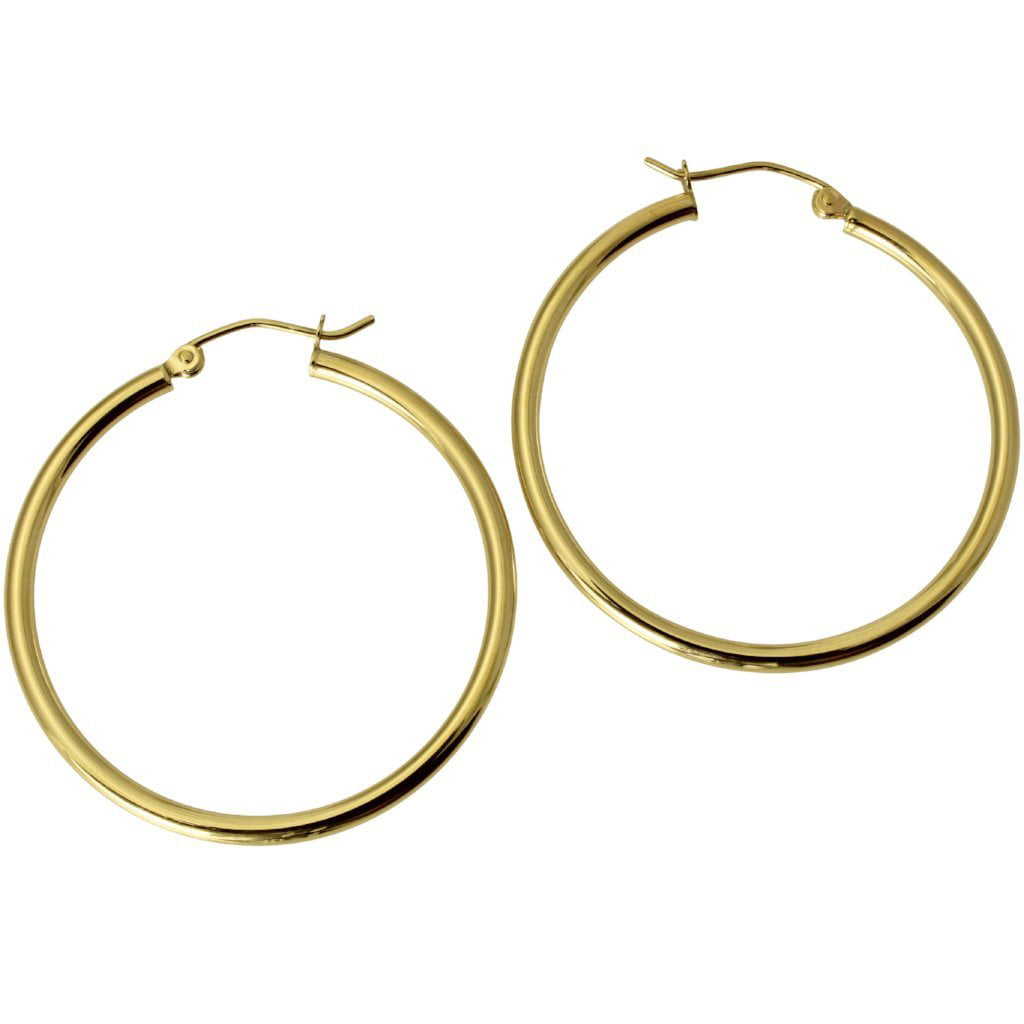 18K Yellow Gold Thick 2mm  Hoop Earrings