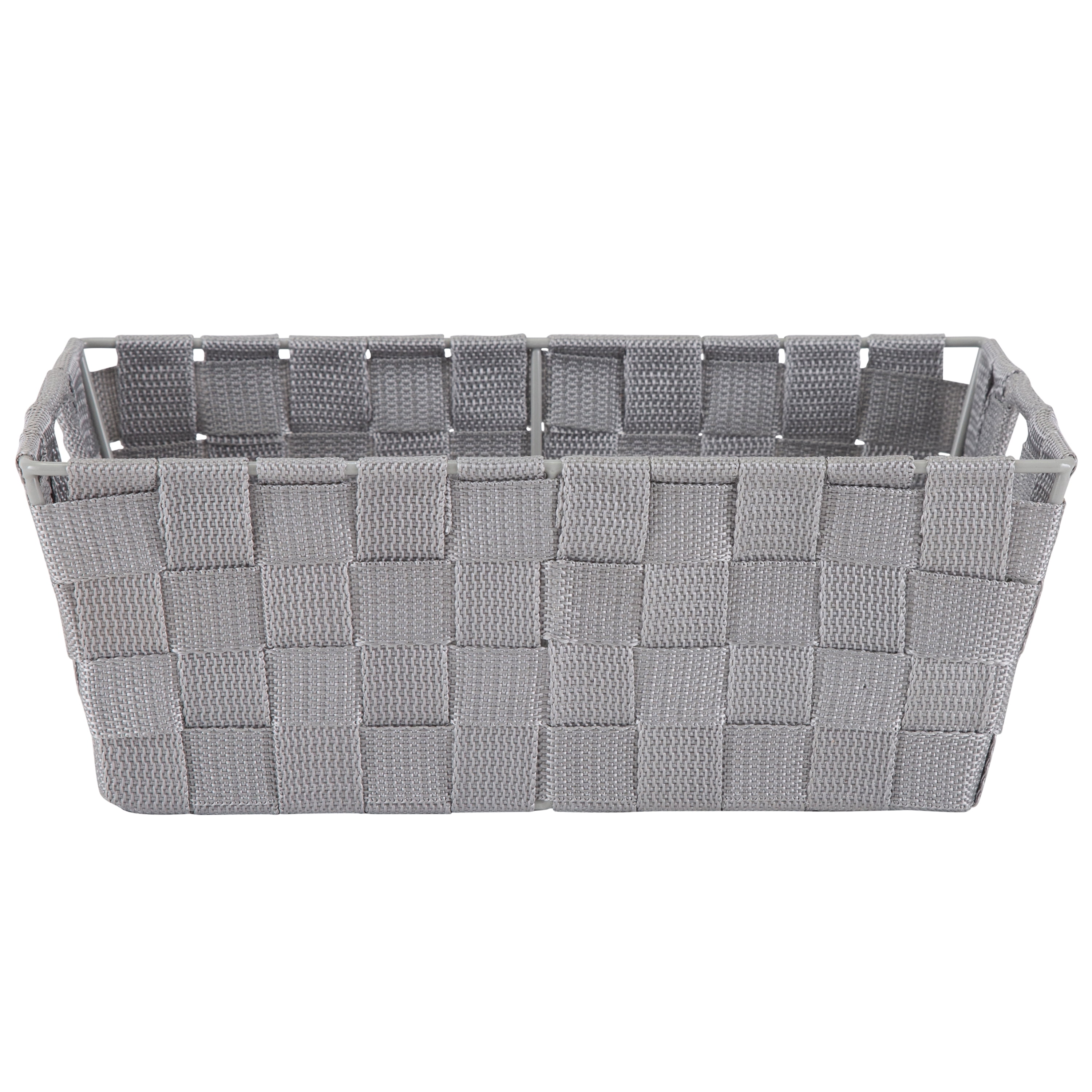 Simplify 2 Pack Small Woven Storage Shelf Basket in Grey