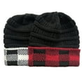 thumbnail image 5 of QQAMB Women's Knitting Beanie Hat Cap Winter Check Plaid Brim Outdoor Warm Headwear Cable Hats, 5 of 5