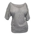 thumbnail image 3 of eVogues Plus size Off Shoulder Top with Ruched Detail Gray, 3 of 4