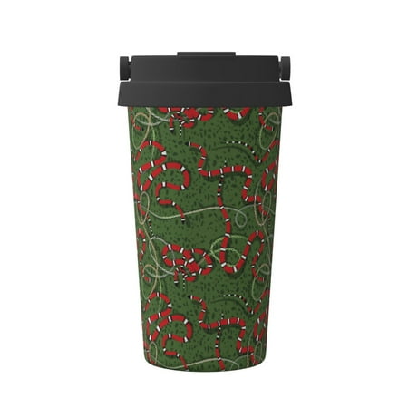 

KLL Red Snake Pattern Stainless Steel Vacuum Insulated Tumbler - Carry Insulated Coffee Mug - Reusable Insulated Cold Brew Iced Coffee Cup Thermos