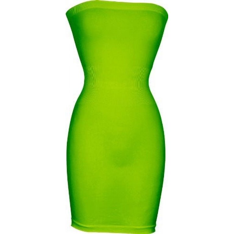 PacificPlex Womens Seamless Smoother Tube Slip Dress, One Size, Neon-Lime -  Walmart.com