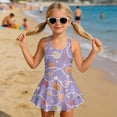 thumbnail image 3 of Tutolipy Seashell Coastal Print Girls’ Swimwear One Piece, Skirt Sleeveless Bathing Suit for Kids, Built in Shorts Girls One Piece Bathing Suit with Skirt Bottom Size 10-11 Years, 3 of 8