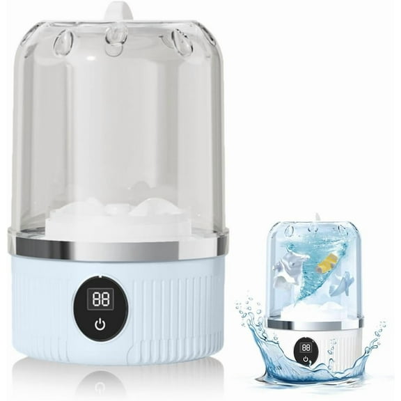 Wireless Mini Washing Machine 2025 New Model Rechargeable Ultrasonic Underwear/Travel/Dorm/Camping Portable Washer (White)