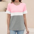 thumbnail image 5 of Shirts for Women Short Sleeve Round Neck Striped Printed Casual T-shirt Pink XXXXXL, 5 of 6