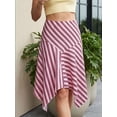 thumbnail image 3 of Womens Midi Skirt Multicolor Striped Asymmetrical Hem A-Line Casual, 3 of 7
