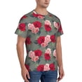thumbnail image 2 of Bixox Men's Rose Flowers Printed Short Sleeve Skinny Athletic T-Shirt, 2 of 6