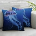 thumbnail image 3 of ARISTURING  Jellyfish Throw Pillow Cushion Cover, Blue Spotted Jelly Fish Aquarium Life Marine Animals Ocean Predator in The Deep Water, Decorative Square Accent Pillow Case,  Blue, 3 of 5