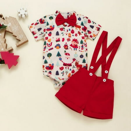 

2PCS Toddler Kids Baby Boy Gentleman Bow Shirt Tops+Pants Xmas Outfits Clothes