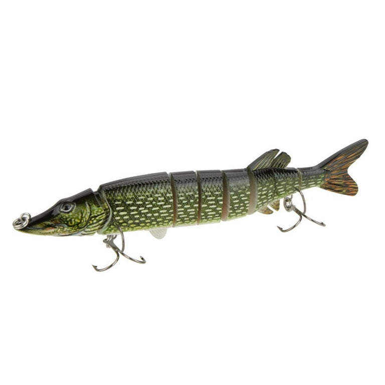 20cm 40g Lifelike Multi-jointed 8-segement Pike Muskie Fishing Lure  Swimbait Crankbait Hard Bait Fish Hook Tackle ArmyGreen 