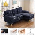 83" White Sectional Couch w/Chaise, Chenille Cream Convertible L Shaped