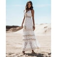 thumbnail image 3 of Vestidos largos bohemios con encaje floral para mujer, vestidos vintage de verano sin mangas con cuello en V, ropa de playa con borlas, vestidos informales para mujer, 3 of 4