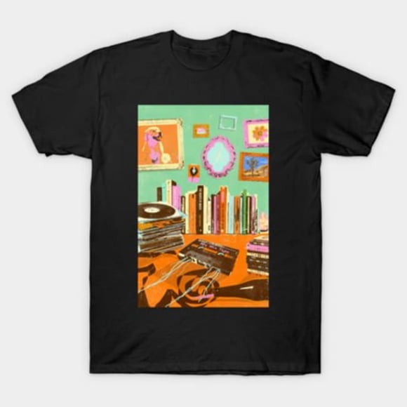 Records N Tapes Retro Music Shop Analog Audio Nostalgia Unisex T-Shirt, sizes up to 3XL