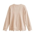 thumbnail image 5 of Womens Oversized Crewneck Sweatshirts Scalloped Casual Pullover Tops, 5 of 7