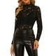 thumbnail image 1 of INSPIRAR CHIC Blusa de Encaje Floral Transparente de Manga Larga con Cuello Alto para Mujer M Negro, 1 of 7