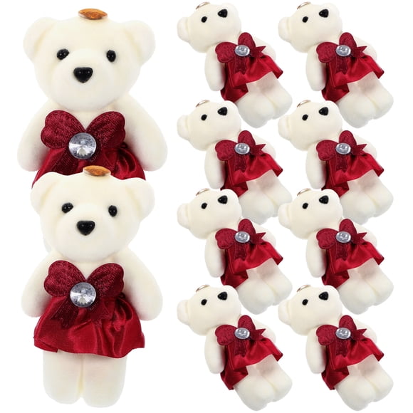10pcs Plush Bear Stuffed Animals Wedding Car Stuffed Bear Toy Valentine's Day Bouquet Bear Doll