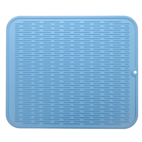 Alfombrilla de silicona para secar platos MicoYang, azul claro, 2XL, 60 x 45 cm