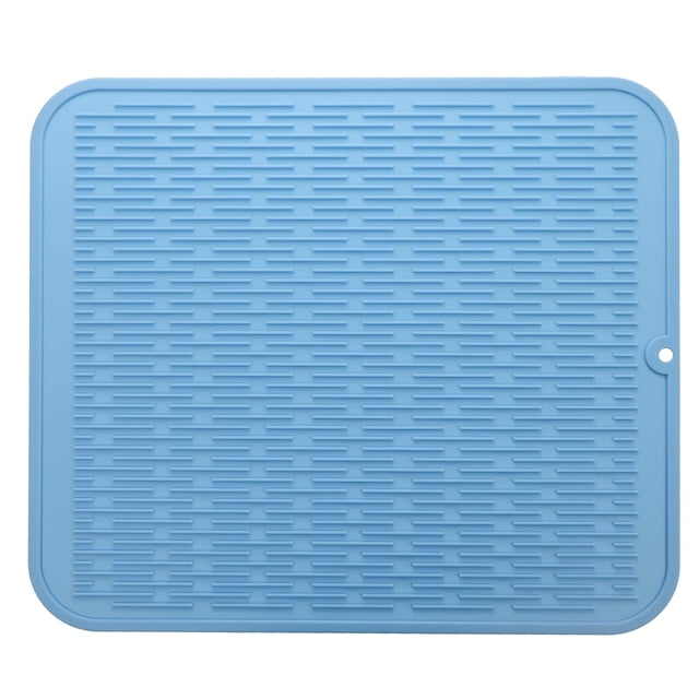 Alfombrilla de silicona para secar platos MicoYang, azul claro, 2XL, 60 x 45 cm