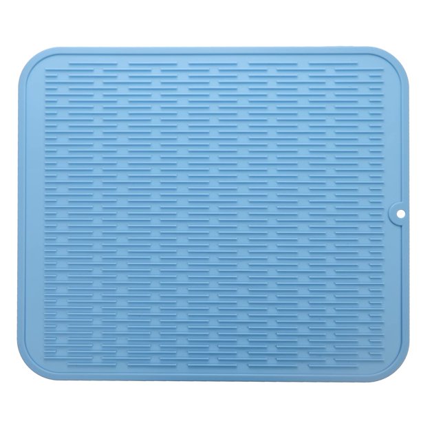 Alfombrilla de silicona para secar platos MicoYang, azul claro, 2XL, 60 x 45 cm