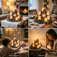 thumbnail image 6 of Christmas Lighted Centerpiece with Flameless Candle Glow, Outdoor Christmas Lights, Frosted Center Table Decor, Red Hat Yard Accent, 6 of 7