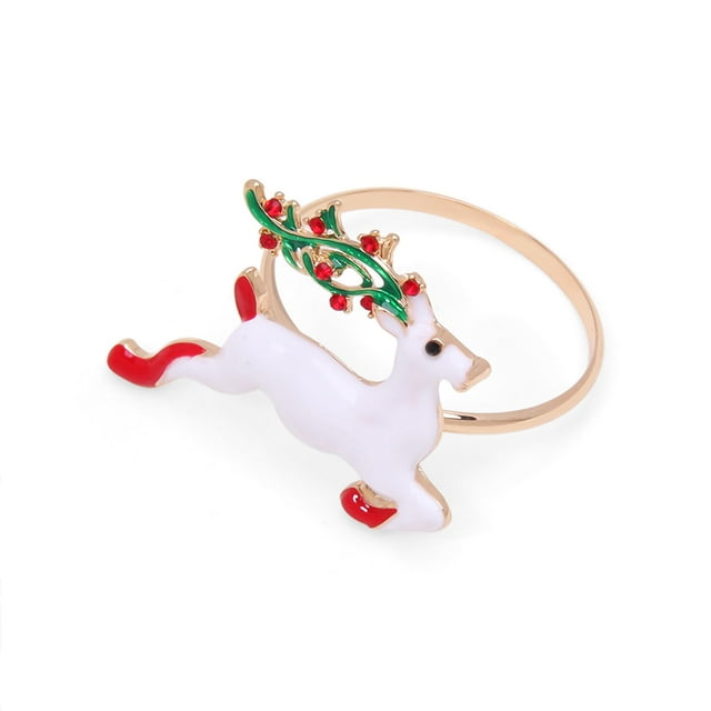 ⚡ Big Sale ! Christmas Napkin Rings Holders Christmas Napkin Holder Deer Merry Christmas Santa Hat Red Bow Christmas Tree Napkin For Dinner Party Table Decorations
