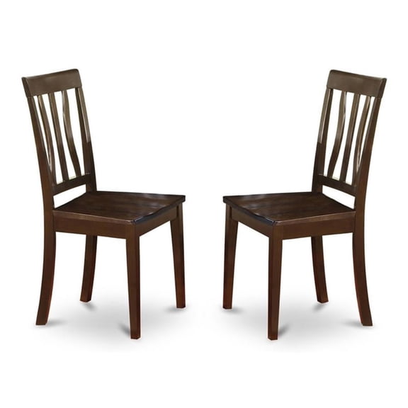 Pemberly Row Antique 39" Wood Dining Chairs in Cappuccino (Set of 2)