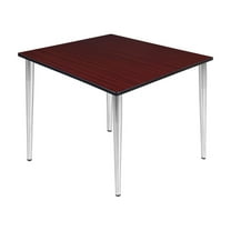 Regency Kahlo 48 in. Square Breakroom Table- Mahogany Top, Chrome Tapered Legs