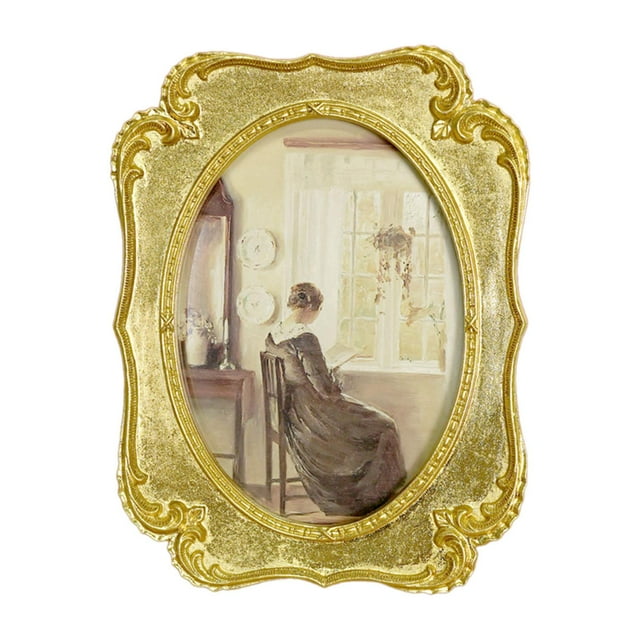 Marco de fotos ovalado vintage color dorado decoración del hogar pintado a mano estilo retro 167x23cm