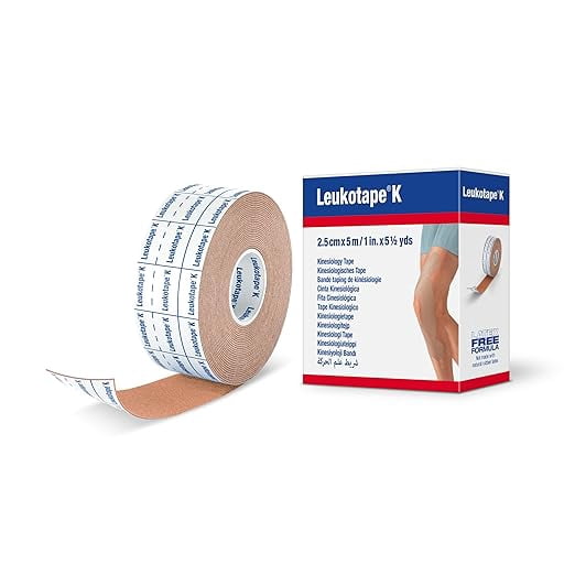 BSN Medical Leukotape K - Kinesiology Therapeutic Adhesive Tape, 1" x 5m Tan, 5 Pack