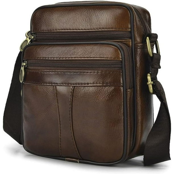 Bolso Bandolera de Cuero Genuino para Hombre Pequeño (Marrón), Bolso Bandolera para Hombre Bolso Bandolera Bolsos de Negocios Vintage Mochilas Bolsos Bandolera Bolso Multifuncional para Hombre