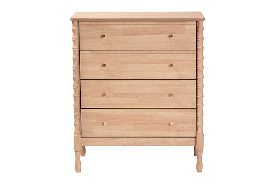 Baxton Studio Laurent Mid-Century Chest, 4-Drawer, Beech Brown
