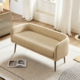 thumbnail image 6 of Upholstered Bench for Bedroom or Entryway, with Low Backrest and Armrests Beige, 6 of 8