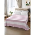 thumbnail image 2 of Pink Stripe California King Size Flat Sheet, Wrinkleproof & Fadeproof Cooling Flat Bed Sheet Only, Modern Simple Geometric White Striped Breathable Soft Bedding Top Sheets 108 x 98 Inches, 2 of 8