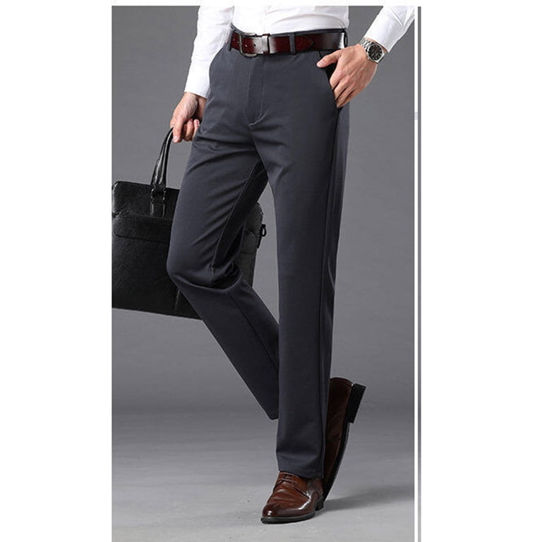 tarylea Dress Pants for Men High Rise Button Waist Trousers Solid Color  Fitted Pants with Pockets Casual Work Office Pants - Walmart.com